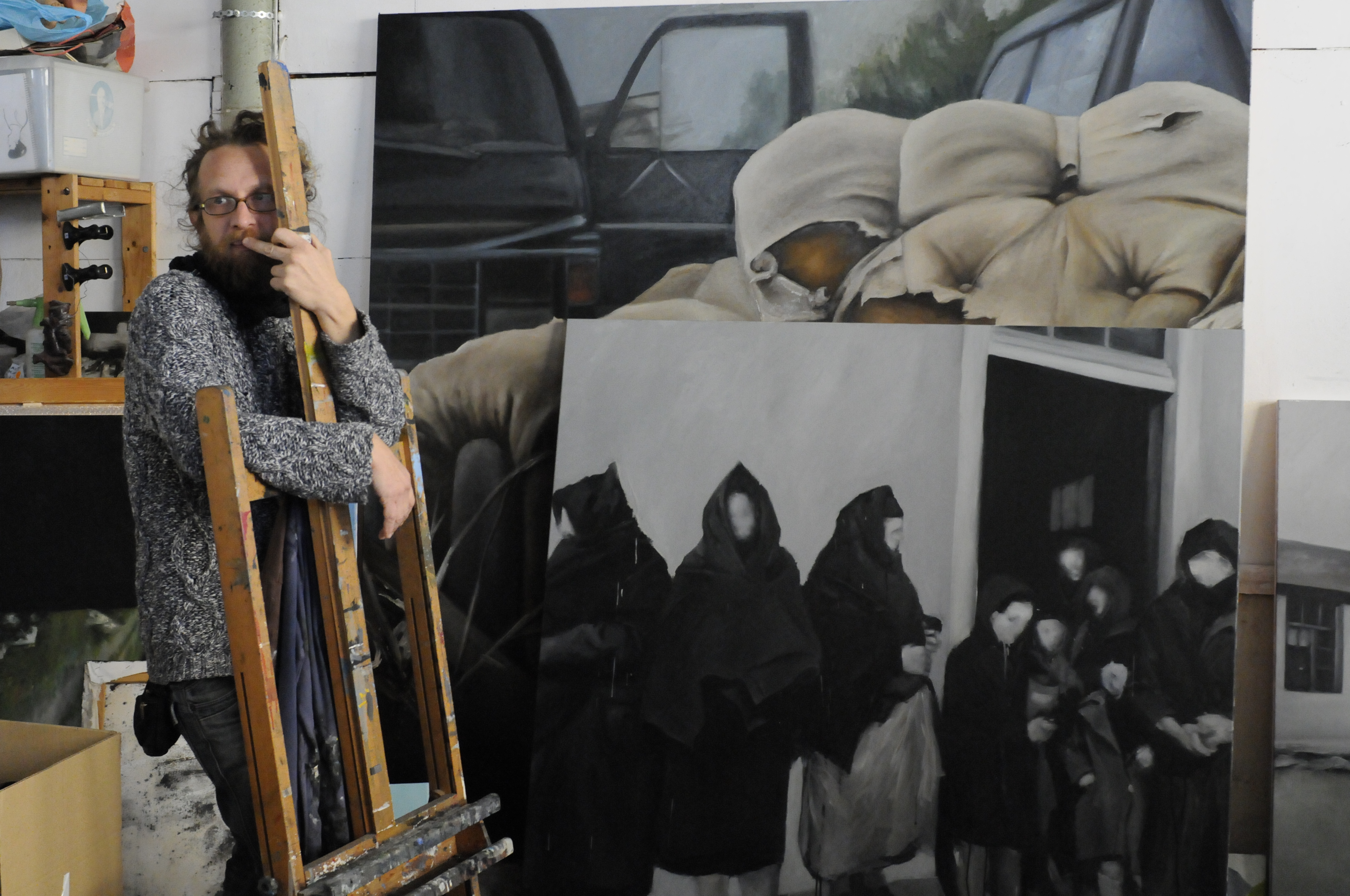 Ritratto di Marco Noris nel suo ultimo atelier a La Escocesa, 2014