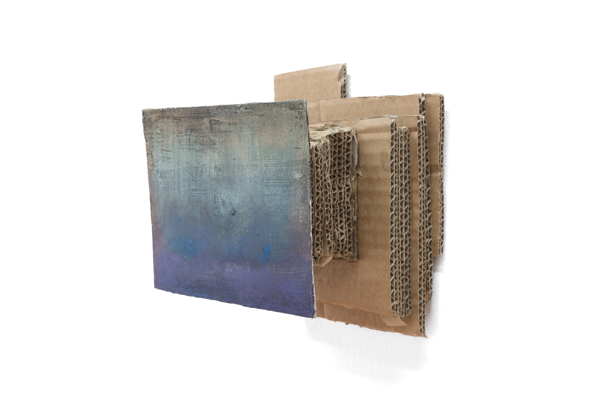 Paisaje, 2018, óleo sobre cartón, 18 × 18 × 13 cm