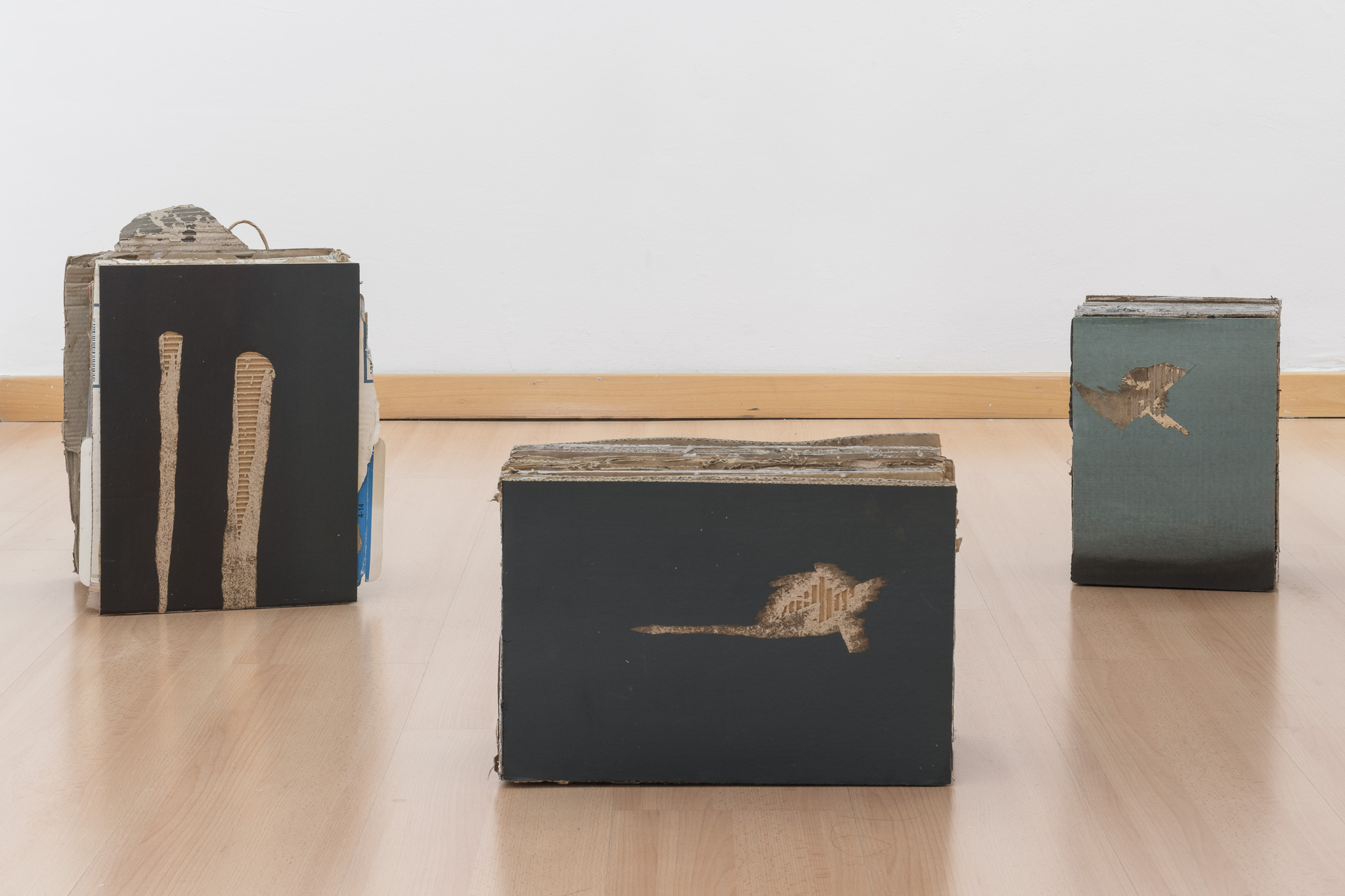 Concetti spaziali, 2020, óleo sobre cartón, diferentes medidas