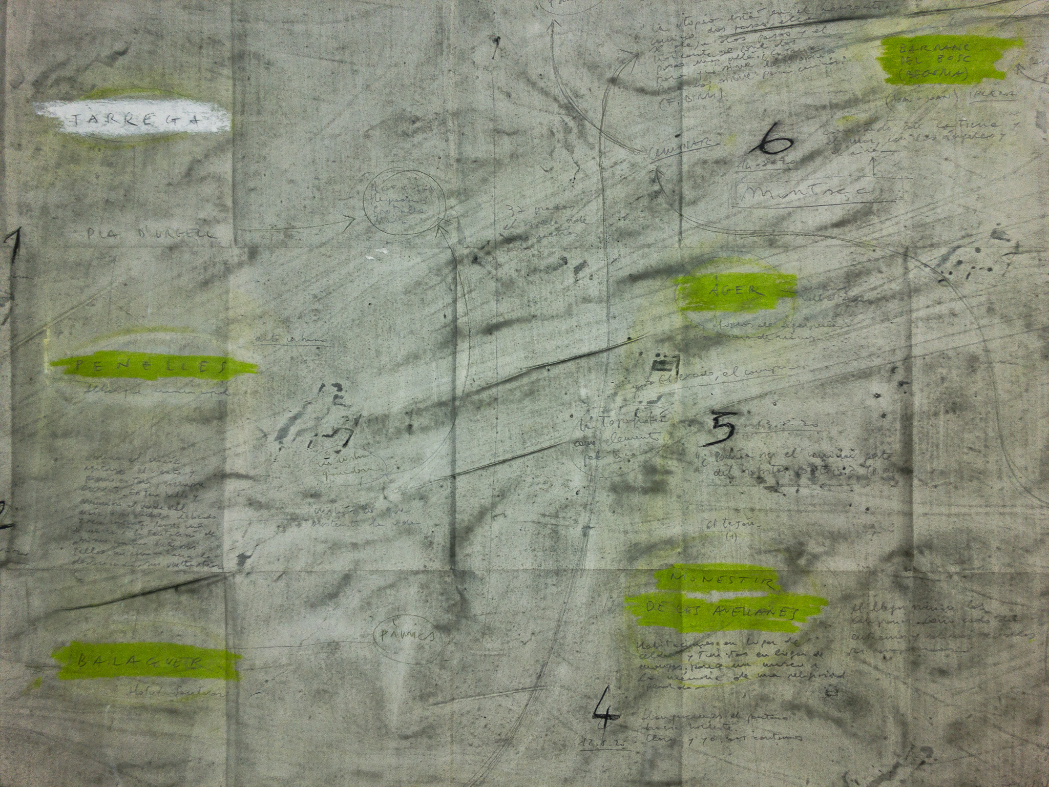 Mapa de viaje (Grand Tour 2020), 2020, técnica mixta sobre papel, 150 × 300 cm