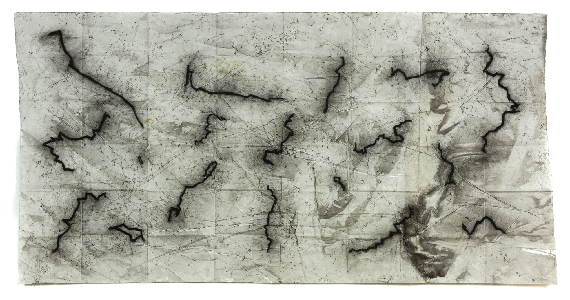 18 días de camino (Grand Tour 2020), 2020, técnica mixta sobre papel, 150 × 300 cm