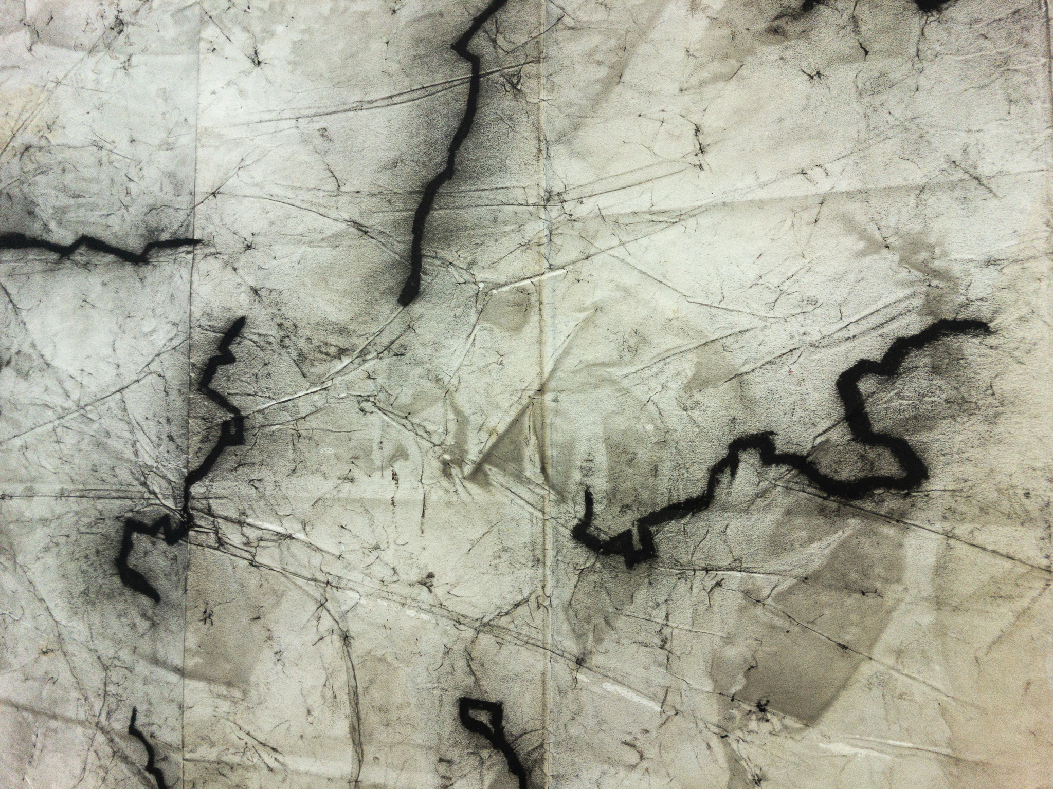 18 días de camino (Grand Tour 2020), 2020, técnica mixta sobre papel, 150 × 300 cm