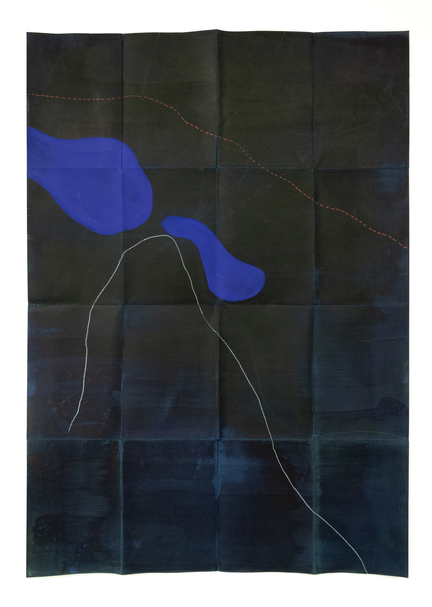 Mapa nocturno IV, 2018, técnica mixta sobre papel, 100 × 70 cm