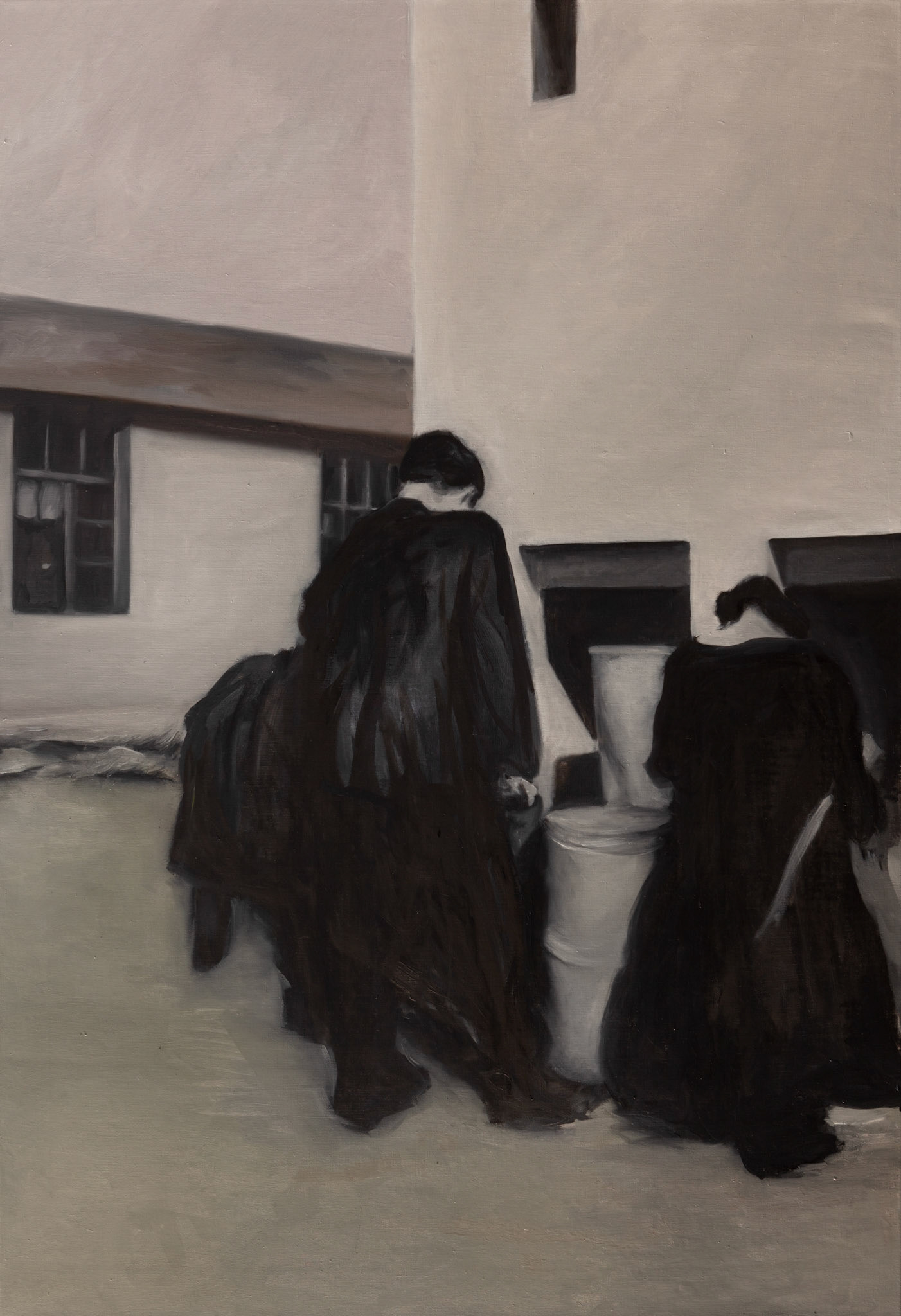 Refugiados I, 2014, óleo sobre lienzo, 130 × 89 cm