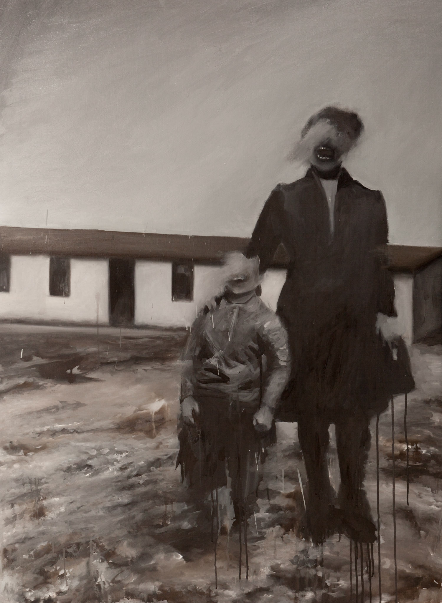 ¿Qué hicieron de vos, hijo que no acabó de vivir? ¿acabó de morir? (Refugiados IV), 2014, óleo sobre lienzo, 130x97 cm