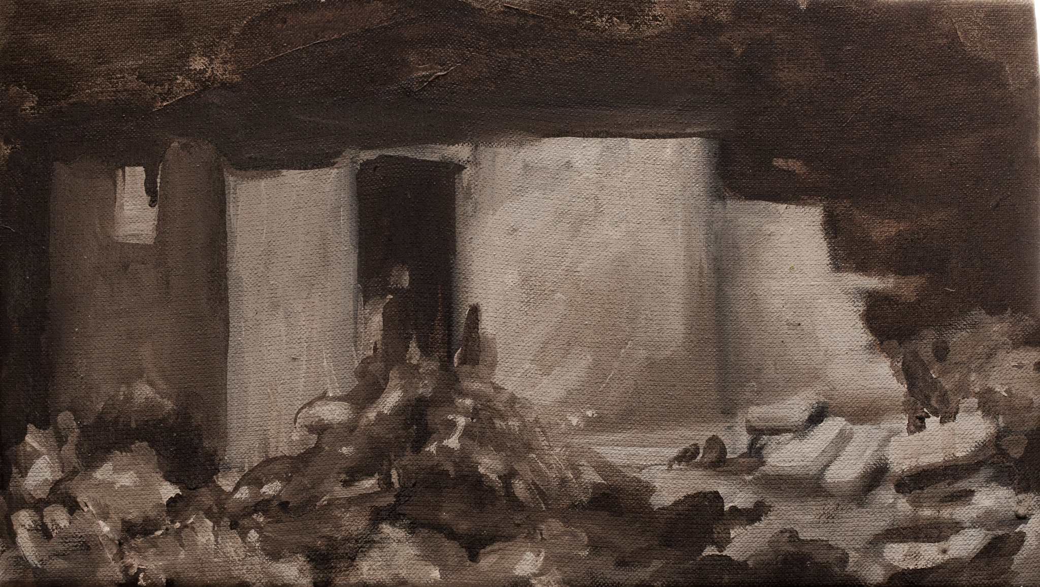 Ruinas, 2014, óleo sobre lienzo, 15 × 20 cm