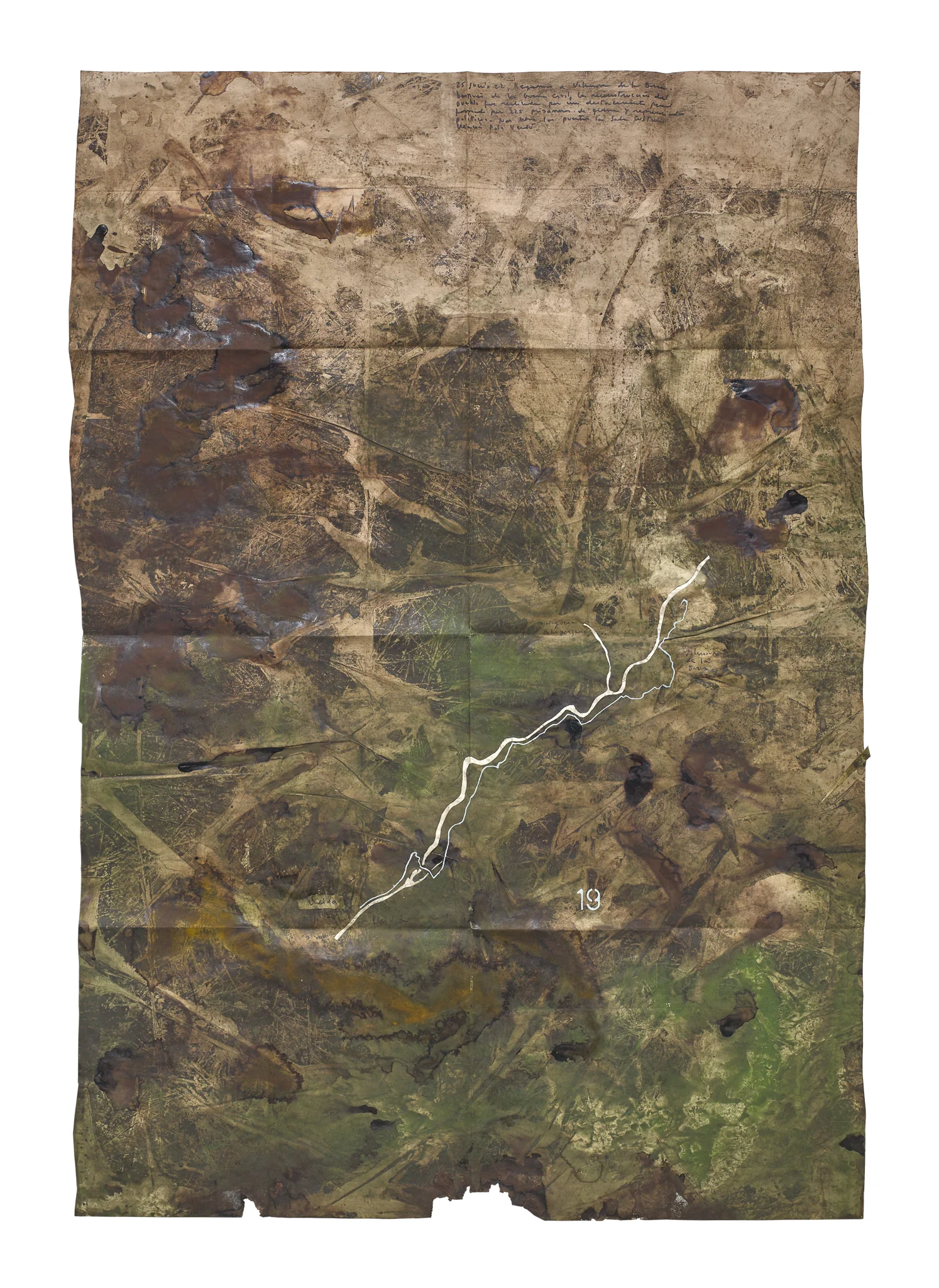 Mapa Sequere 14, técnica mixta y collage sobre papel, 150 × 100 cm