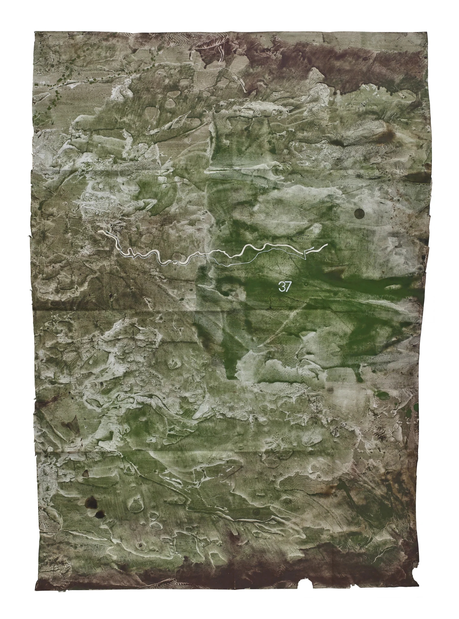 Mapa Sequere 26, técnica mixta y collage sobre papel, 150 × 100 cm