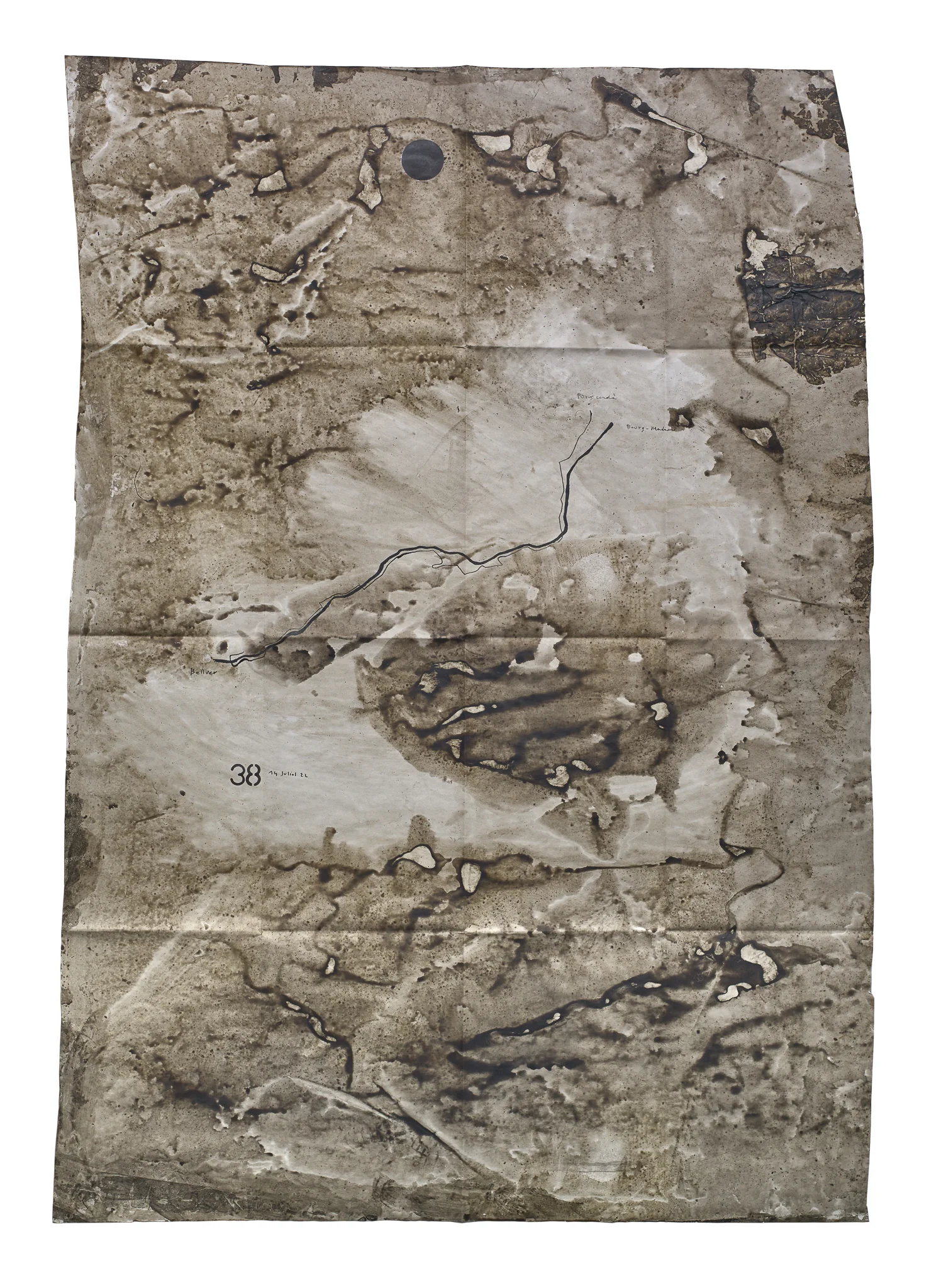 Mapa Sequere 27, técnica mixta y collage sobre papel, 150 × 100 cm