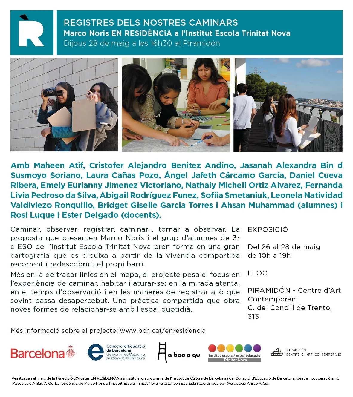 «Registres dels nostres caminars» — Marco Noris EN RESiDÈNCiA a l'Institut Escola Trinitat Nova