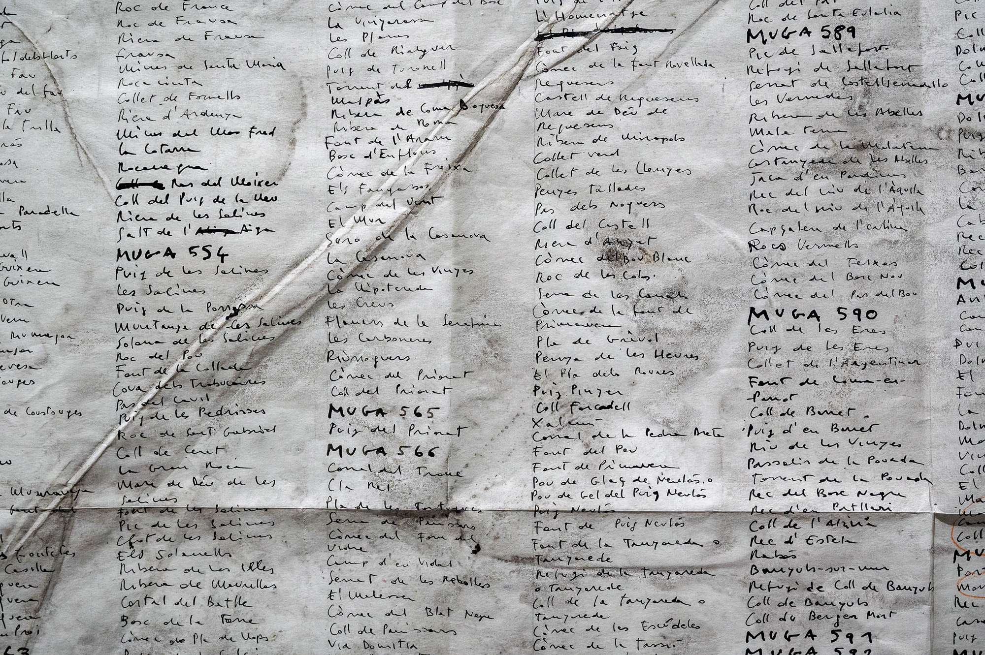 Marco Noris, Topónimos de frontera (detalle), técnica mixta sobre papel, 2022